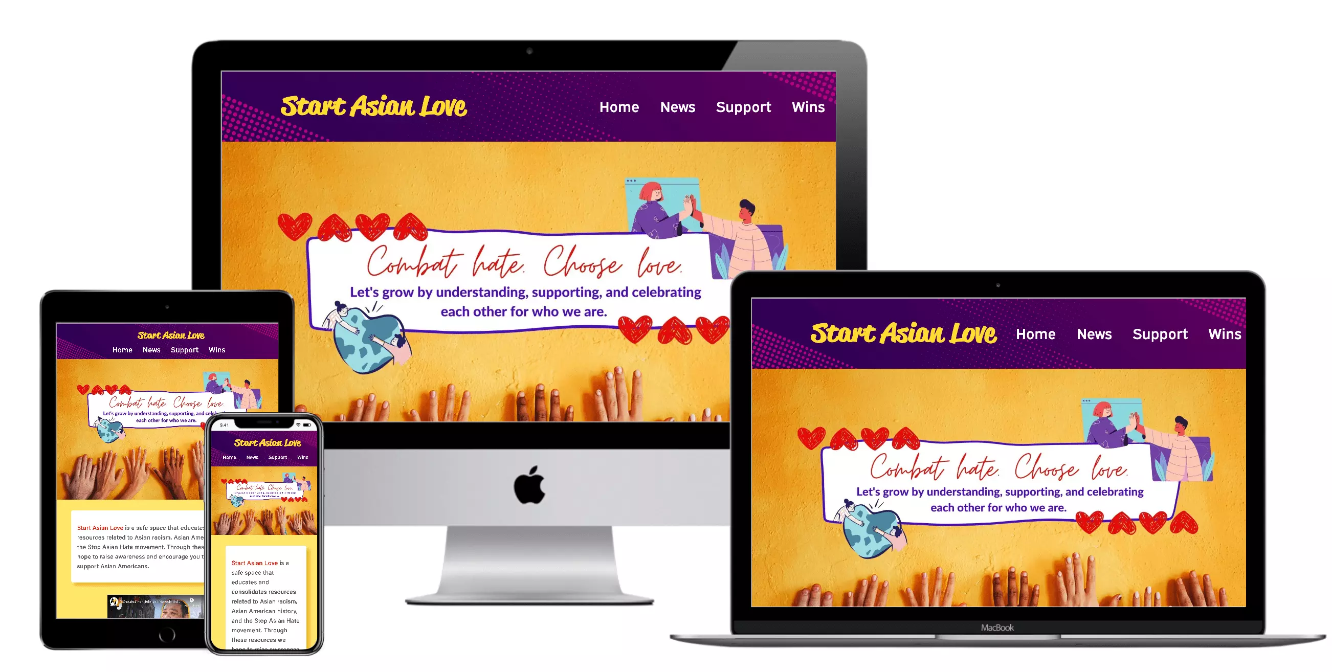 Multi device mock up of Start Asian Love